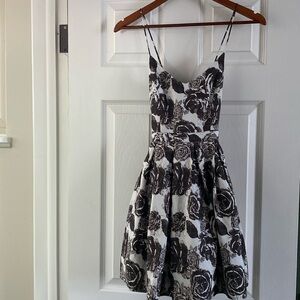 Forever 21 - Size Small - Blackish Brown Floral Flared Open Back Dress
